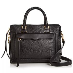 Rebecca Minkoff Bree Medium Leather Satchel Black Gold Hardware